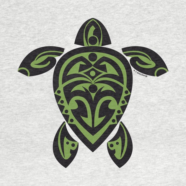 Black & Green Tribal Turtle Tattoo by srwdesign